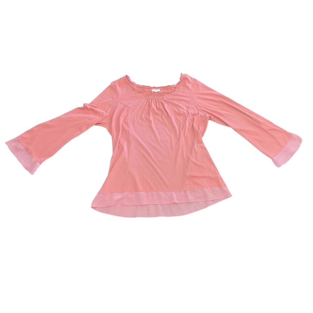 J.Jill Cotton Blend Silk Trim Coral Top Size XL - Picture 2 of 5